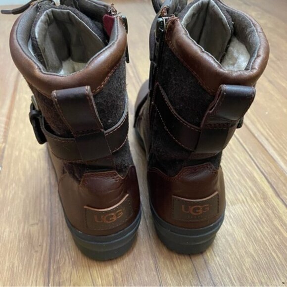 UGG Kesey Waterproof Brown Leather Lace Up Winter Boots Women Size 7.5 - Picture 5 of 10